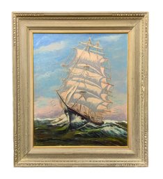 Byron Brooks (1906-1978) Oil On Canvas Of Square Rigged Ship