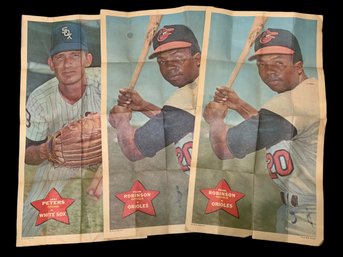 Trio Of 1968 Topps Baseball Posters, Frank Robinson And Gary Peters