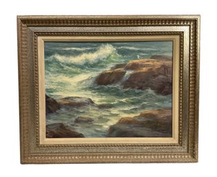 Dorothy J. Ramsey Oil On Canvas Of Sunny Surf Bass Rocks Gloucester MA Signed