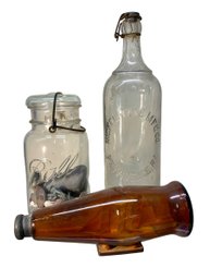 Vintage Antique Glass Bottle Lot Ship In Bottle