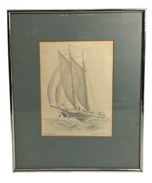 Consuelo Eames Hanks 1928 2015 Pencil Signed Sailing Lithograph Titled Scudding