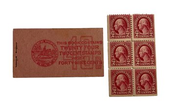 Vintage Two Cents Washington Postage Stamp Booklet Twenty Four Stamps Unused