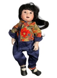 Vintage Porcelain Head And Hands Doll Of Chinese Girl In Traditional Dress