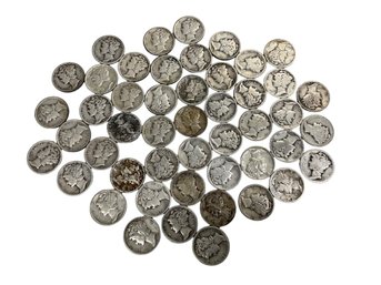 50 Vintage Silver Mercury Head Dimes 1920s Through 1940s