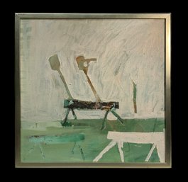 Oil On Canvas Modern Art Painting By Sandra Figueras Titled Teeter Totter 2002