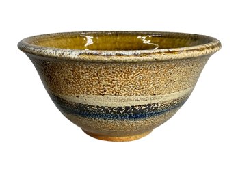 Mid Century Modern Salt Glazed Pottery Bowl Unsigned