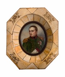 Antique Miniature Painting On Celluloid Of Napoleon After Vernet