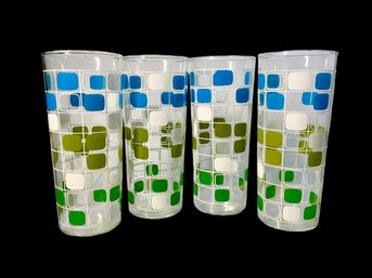 Four Mid Century Anchor Hocking Tall Juice Glasses