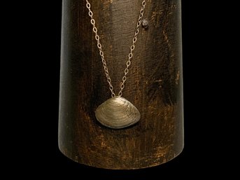 Sterling Clam Shell Pendant On Dainty Chain