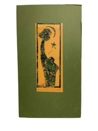 Janet Lippincott (1918-2007) Santa Fe Artist Abstract 1953 Block Print Titled Green Madonna Signed