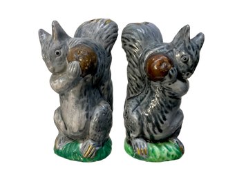 Grey Squirrel Porcelain Salt And Pepper Shakers
