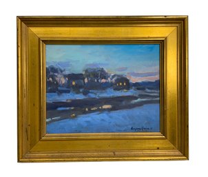 Eugene Quinn (Massachusetts, Contemporary) Oil On Canvas Rockport Winter Scene