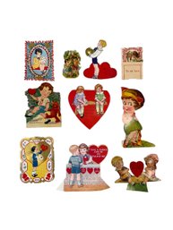 Lot Of Ten Vintage 1930s Mechanical And Other Valentine Day School Children Cards