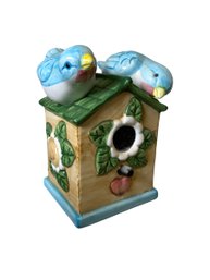Vintage Porcelain Salt And Pepper Shaker Set Birds And Birdhouse By Alco
