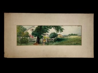 Antique Watercolor Signed M.M. Rice