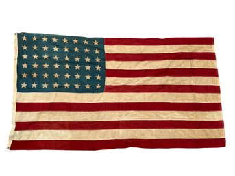 Antique Printed Cotton United States Of America Flag With 48 Stars 3 Foot By 5 Foot Lexington Fast Colors