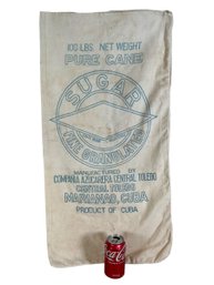 Large Vintage Cuban 100 Lb Pure Cane Sugar Bag 17 Inches By 33 Inches Boho Decor