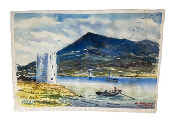 George Hilliard (B. 1919) Watercolor Of Mayo Eire Ireland