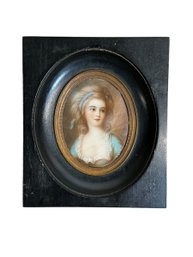 Antique 19th C. Miniature Portrait Painting On Celluloid  Of Countess Zofia Potocka-Witt Signed