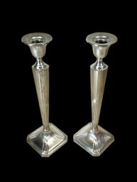 Pair Of Antique Or Vintage Sterling Weighted Art Deco Candlesticks