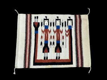 Vintage Native American Southwestern Yei Rug Possibly Navajo 2 Feet 6 Inches By 3 Feet 5 Inches