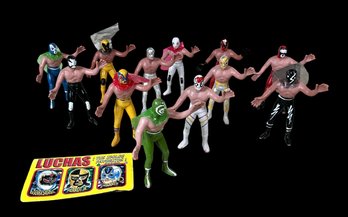 Vintage Plastic Mexican Wrestling Figures Lucha Libre