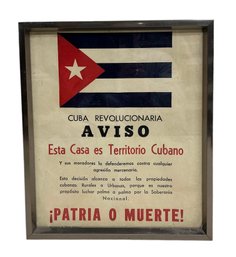 Rare Communism Cuban Revolution 1953 To 1959 Public Works Poster Homeland Or Death Fidel Castro War Coup