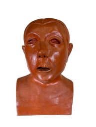 Life Sized Red Clay Bust Folk Art