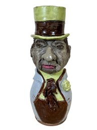 Heavy Stoneware Jug Man In Top Hat