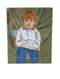 Earle T. Merchant (1903 - 1997) Oil On Board Portrait Of David Smith Age 11 1980