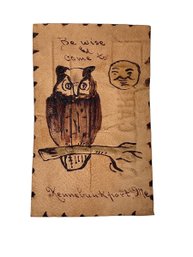 Antique 1905 Leather Postcard Owl And Moon Be Wise And Come To Kennebunkport ME Folk Art Maine