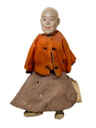 Antique Chinese Elder Doll In Silk Garb