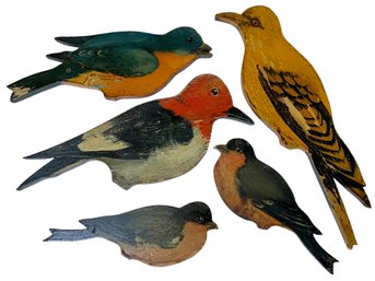 Antique Hand Painted Wooden Birds