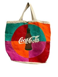 Fabulous Vintage Home Made Coca Cola Canvas Tote Bag With Fabric Paint