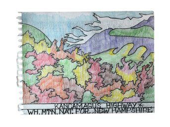 Hugh O Donnell (d. 2018) Outsider Art Sketch Kancamagus Highway