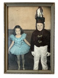 Pair Of Costumed Kids Colorized Photo 1950s In Frame