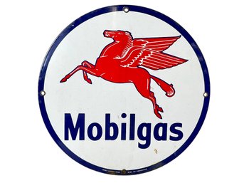 11 Inch Mobilgas Enamel Heavy Metal Sign