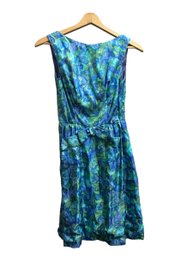 Vintage Blue And Green 1960s Dress