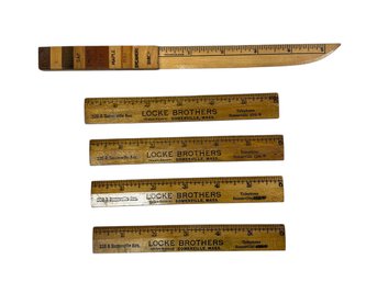 Vintage Locke Brothers 6 Inch Rulers And A Ruler Form Letter Opener