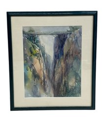 Vintage Watercolor Of Queechee Gorge Vermont Indistinctly Signed