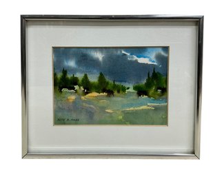 Ruth B Minas Rockport MA Artist Watercolor Of Thunderheads Signed And Framed