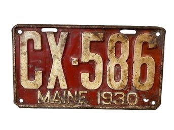 Vintage 1930 Maine License Plate CX586