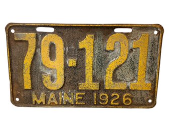 Vintage 1926 Maine Automobile License Plate