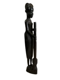 African Hand Carved Ebony Wood Fertility Statue Of A Woman