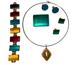 1960s Enamel Colorful Costume Jewelry Lot