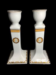 Pair Of Vintage Kitsch German Porcelain Candlesticks