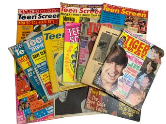 13 1960s Teen Screen And Tiger Beat Magazines, Beatles, Monkees