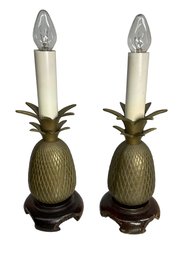 Pair Of Small Vintage Brass Pineapple Lamps
