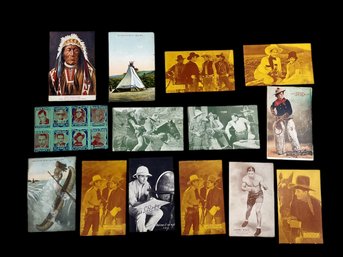 1930s Cowboy And Western Film Postcards Cow Girl Buffalo Bill Wild West Sioux Indian Chief Etc