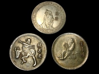 Trio Of Chinese Tokens Of The Eight Immortals
